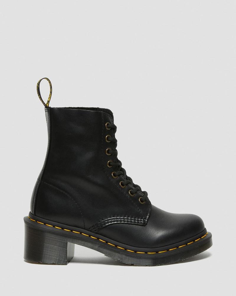 Women's Dr Martens Clemency Leather Heeled Heeled Boots Black | AU 140EBC